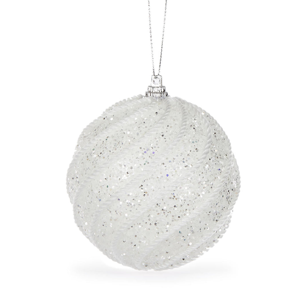 Hanging Ornament - White Swirl Bauble