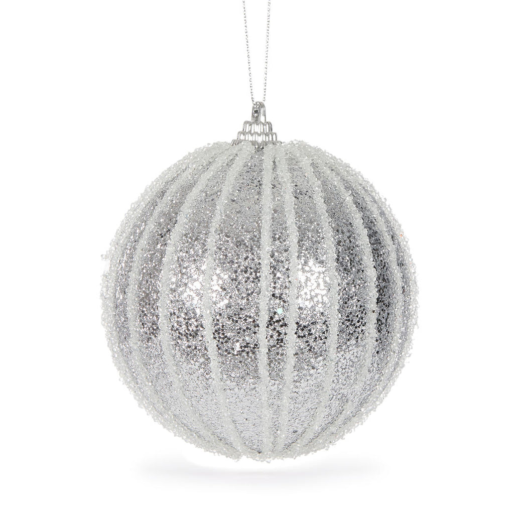 Hanging Ornament - Silver Ribbed Bauble