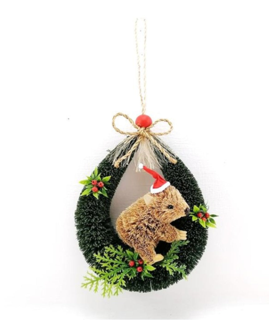 Bristlebrush Designs <br> Christmas Decoration <br> Wombat Door Loop Hanger