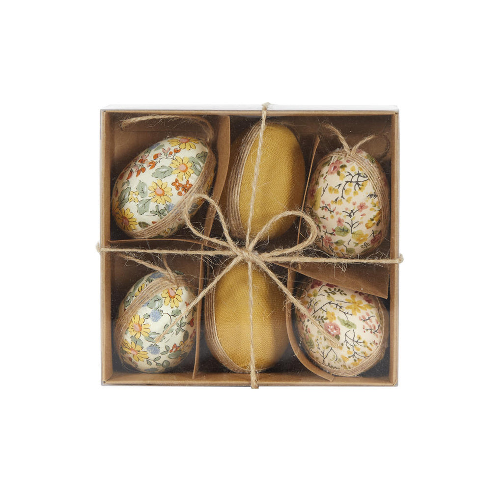SALE - 30% OFF <br> Hanging Ornaments <br> Paisley Fabric Eggs <br> Sunshine Gift Box