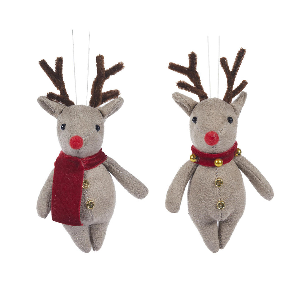 Hanging Ornament - Hanging Fabric Reindeer (2 Assorted)