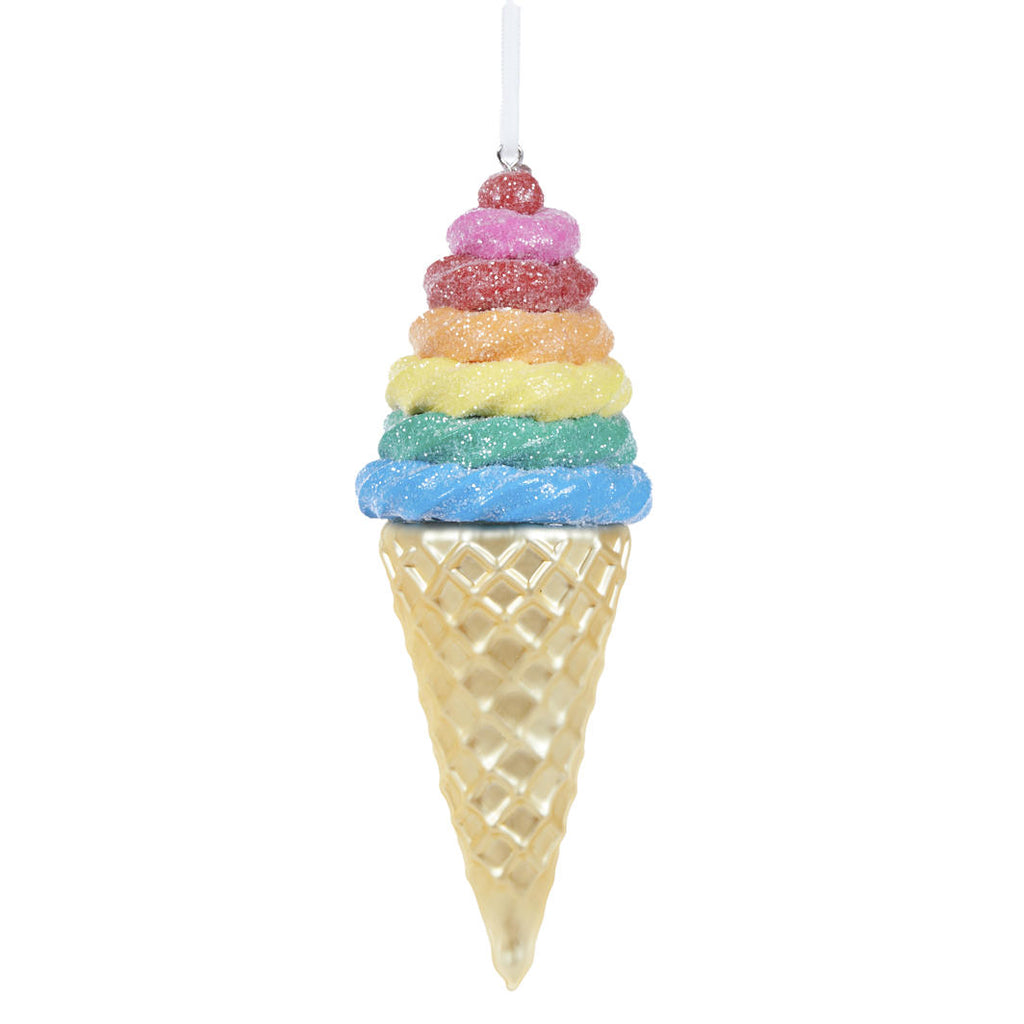 Hanging Ornament - Rainbow Soft Serve Ice Cream Cone