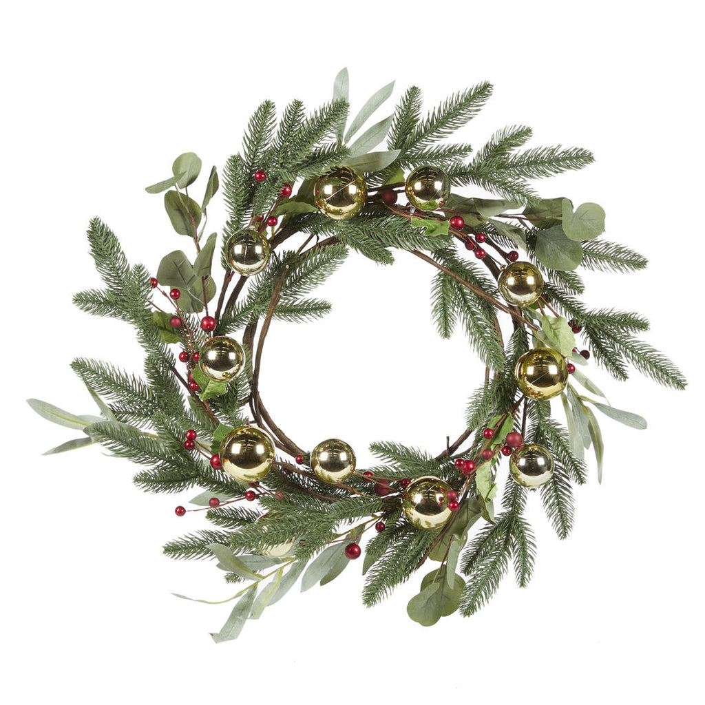 Christmas Wreath <br> LED Red and Gold Bauble Wreath