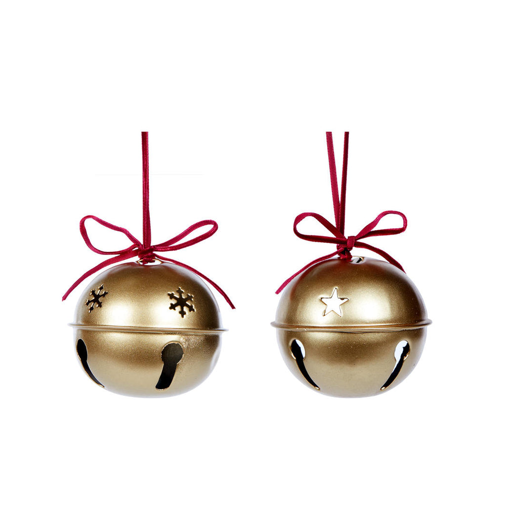 Hanging Ornament - Matte Gold Bells (2 Assorted)