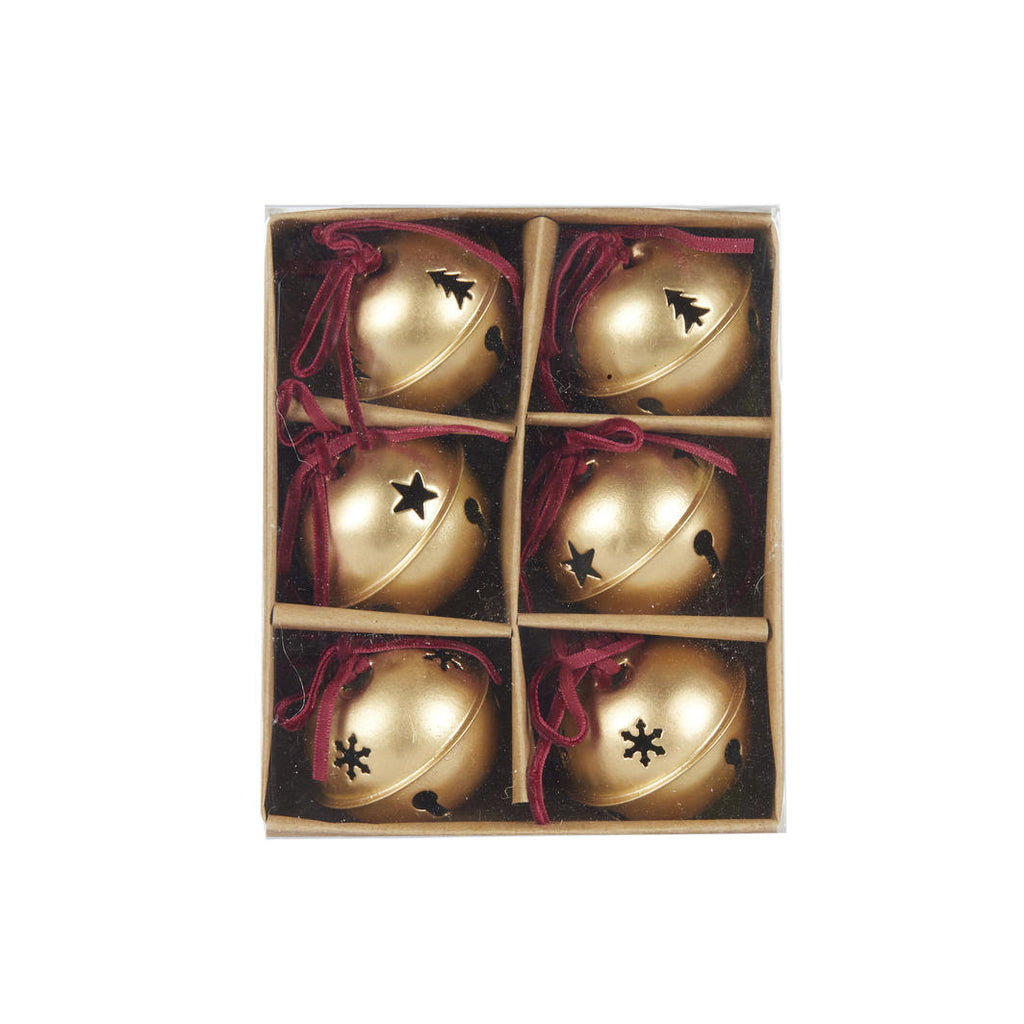 Hanging Ornaments - Matte Gold Bells (Set of 6)