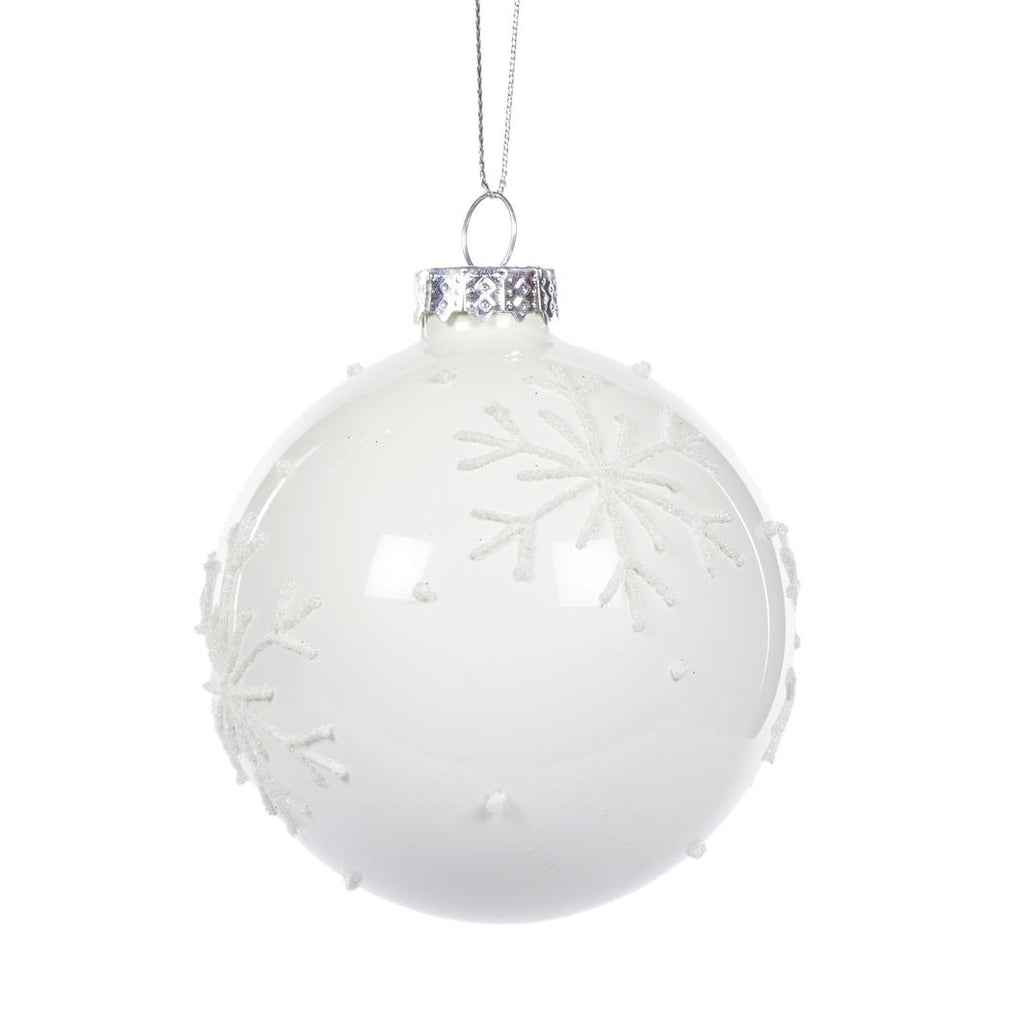 Hanging Ornament - White Snowflakes Bauble