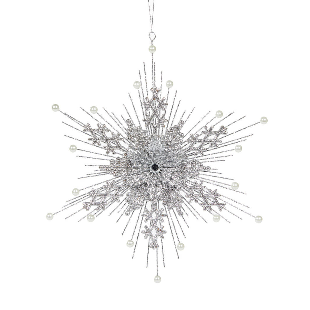 Hanging Ornaments - Intricate Snowflake Silver and White
