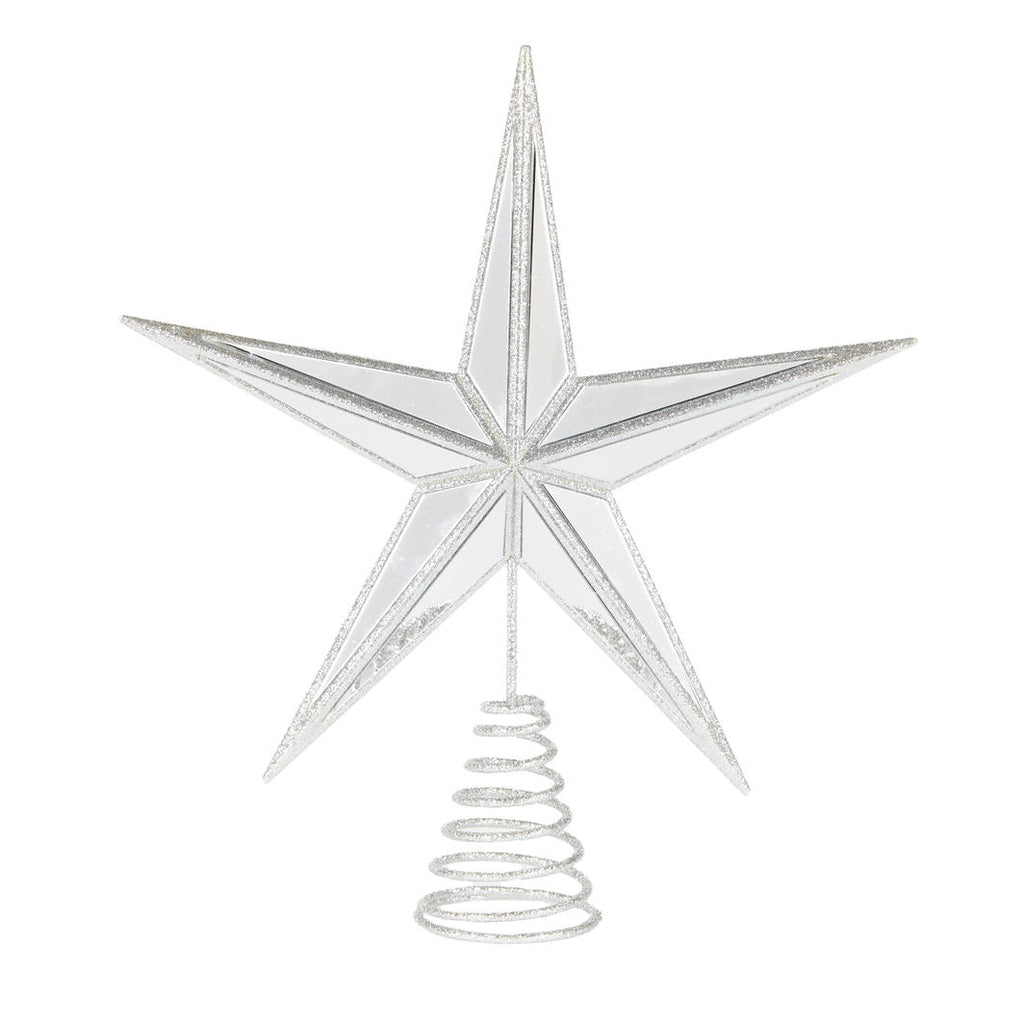 Tree Topper - 5 Point Mirrored Star Silver