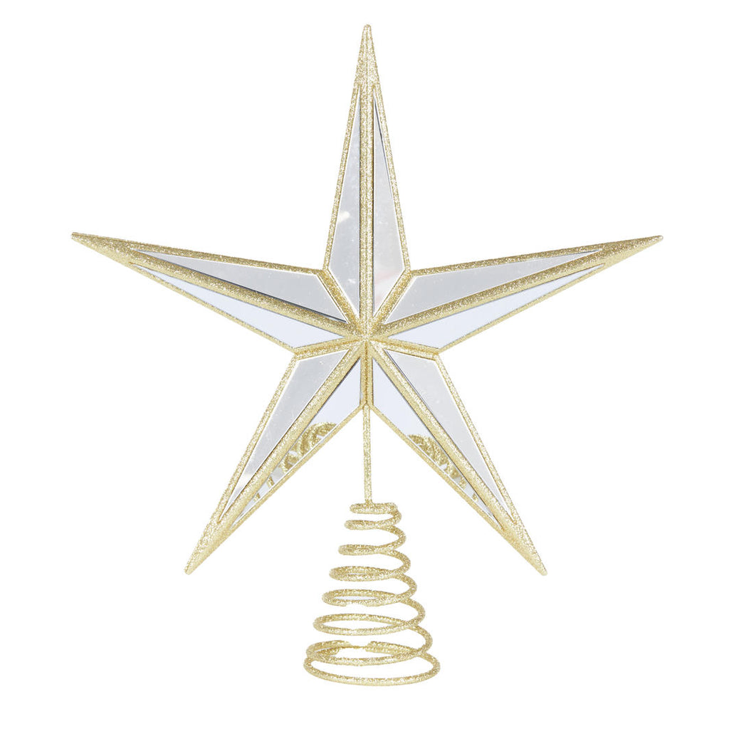Tree Topper - 5 Point Mirrored Star Gold