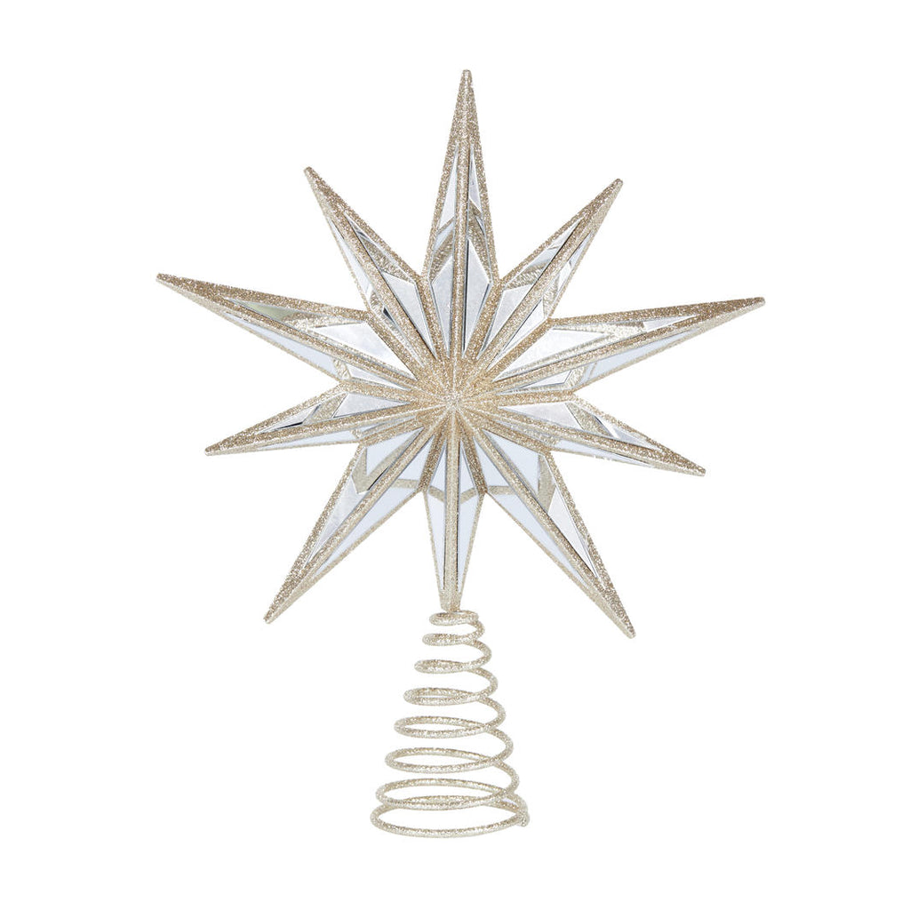 Tree Topper - 9 Point Mirrored Star Champagne