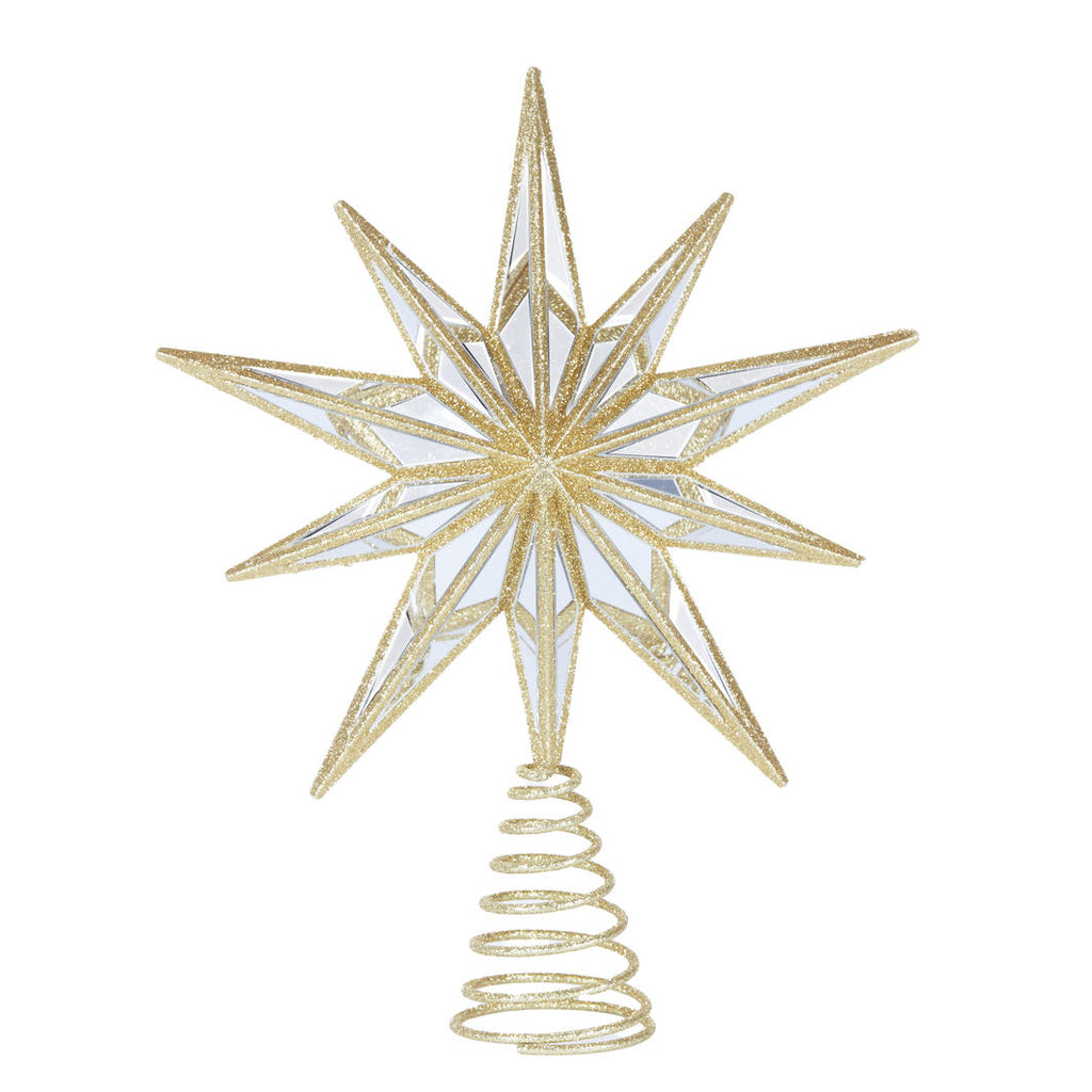 Tree Topper - 9 Point Mirrored Star Gold