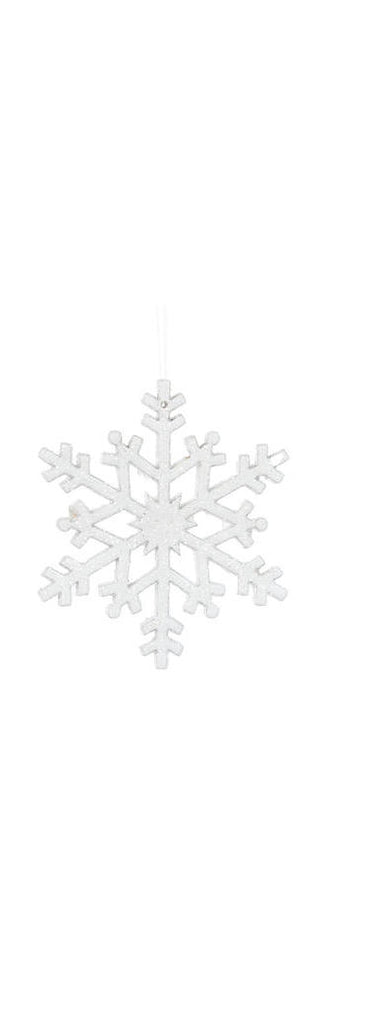 Hanging Ornament - Glittered Snowflakes White (Set of 2)