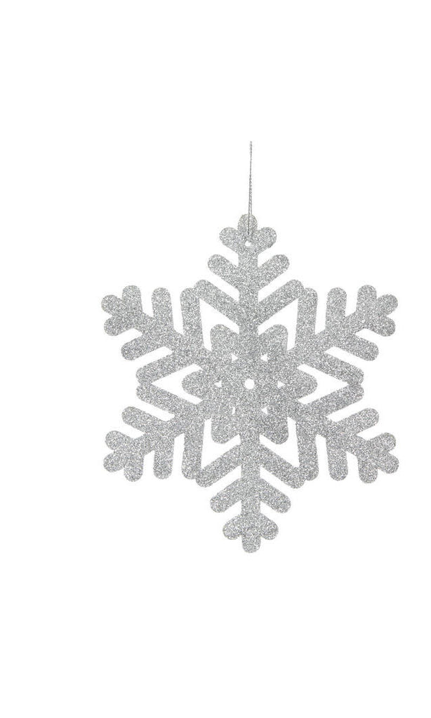 Hanging Ornament - Glittered Snowflakes Silver (Set of 2)