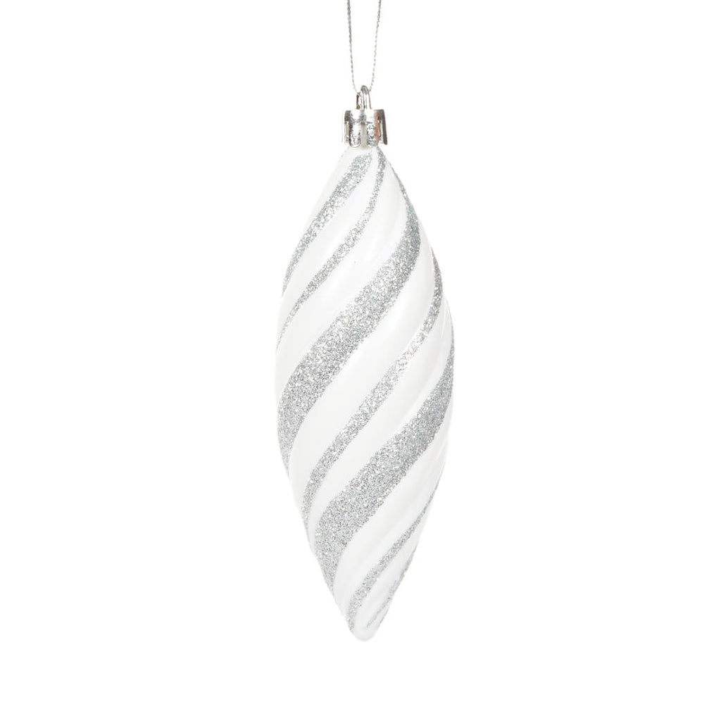 Hanging Ornament - Silver Glitter Drop Bauble