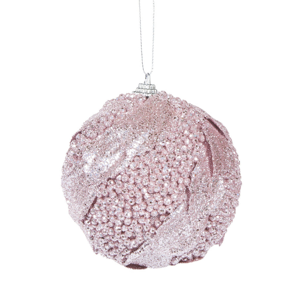 Hanging Ornaments - Pink Glitter Leaf Bauble