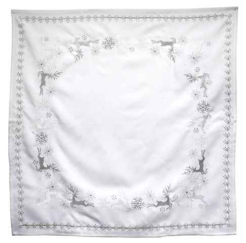 Table Topper <br> White Reindeer with Snowflakes (85cm)
