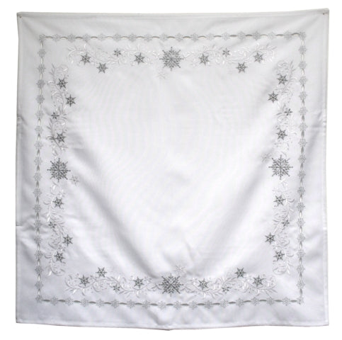 Table Topper <br> White with Snowflakes (85cm)