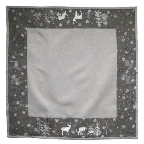 Table Topper <br> Grey Snowflakes with Reindeer (85cm)