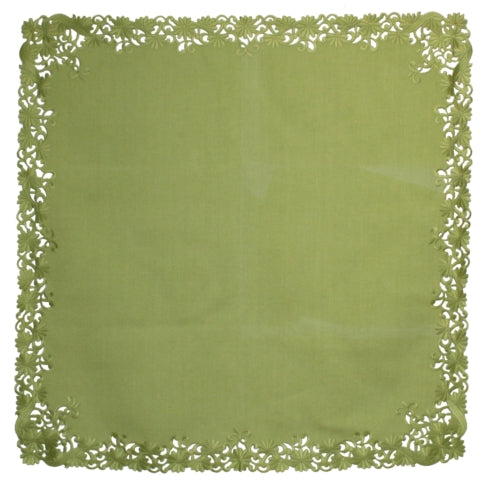 Tablecloth <br> Green Linen Cutwork Tablecloth (85 x 85cm)