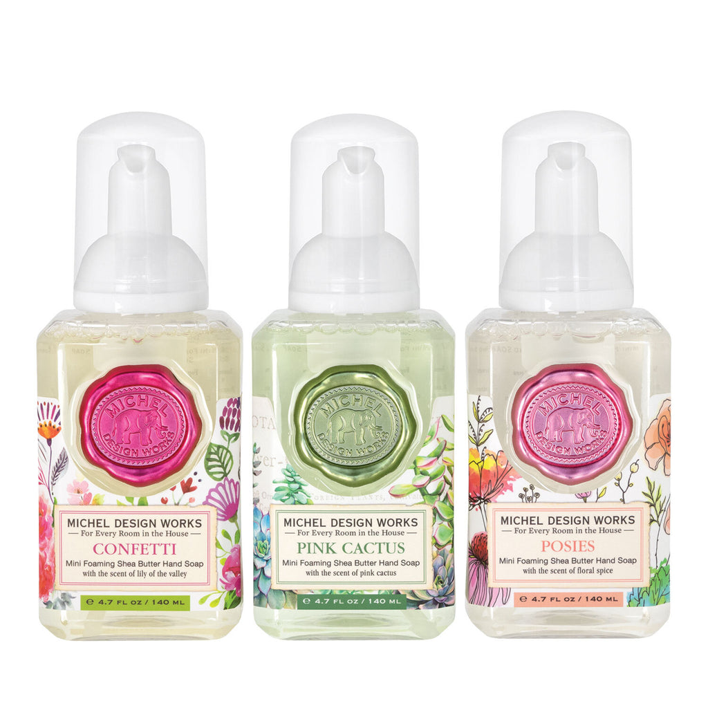 Michel Design Works <br> Mini Foaming Hand Soaps <br> Confetti, Pink Cactus & Posies <br>Set of 3