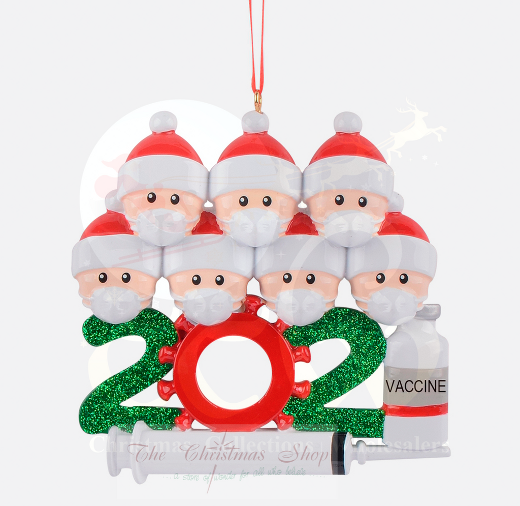 SALE - 60% OFF <br> Personalised Hanging Ornament <br> 2021 Covid Family with Mask & Vaccine Keepsake Ornament<br> Family of 7