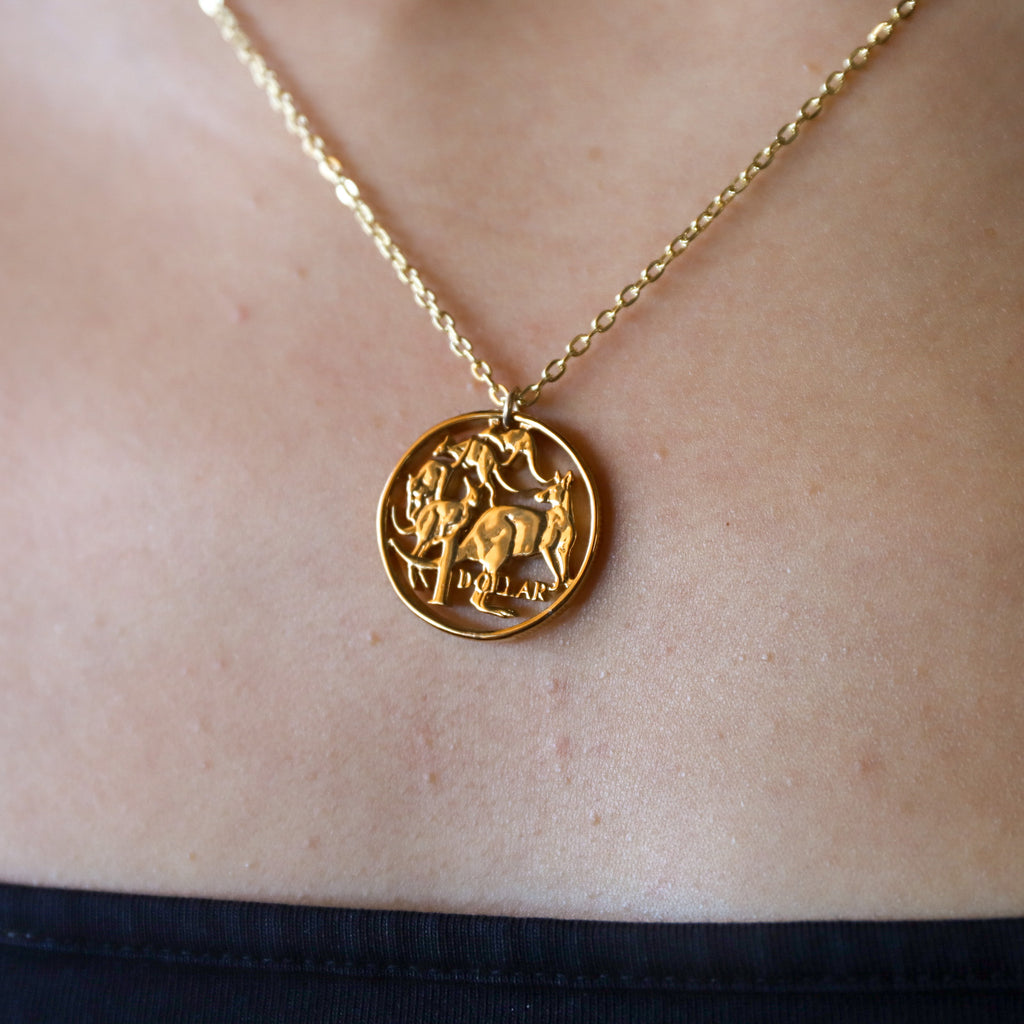 Handcrafted Dollar Necklace <br> 14ct Gold Plated