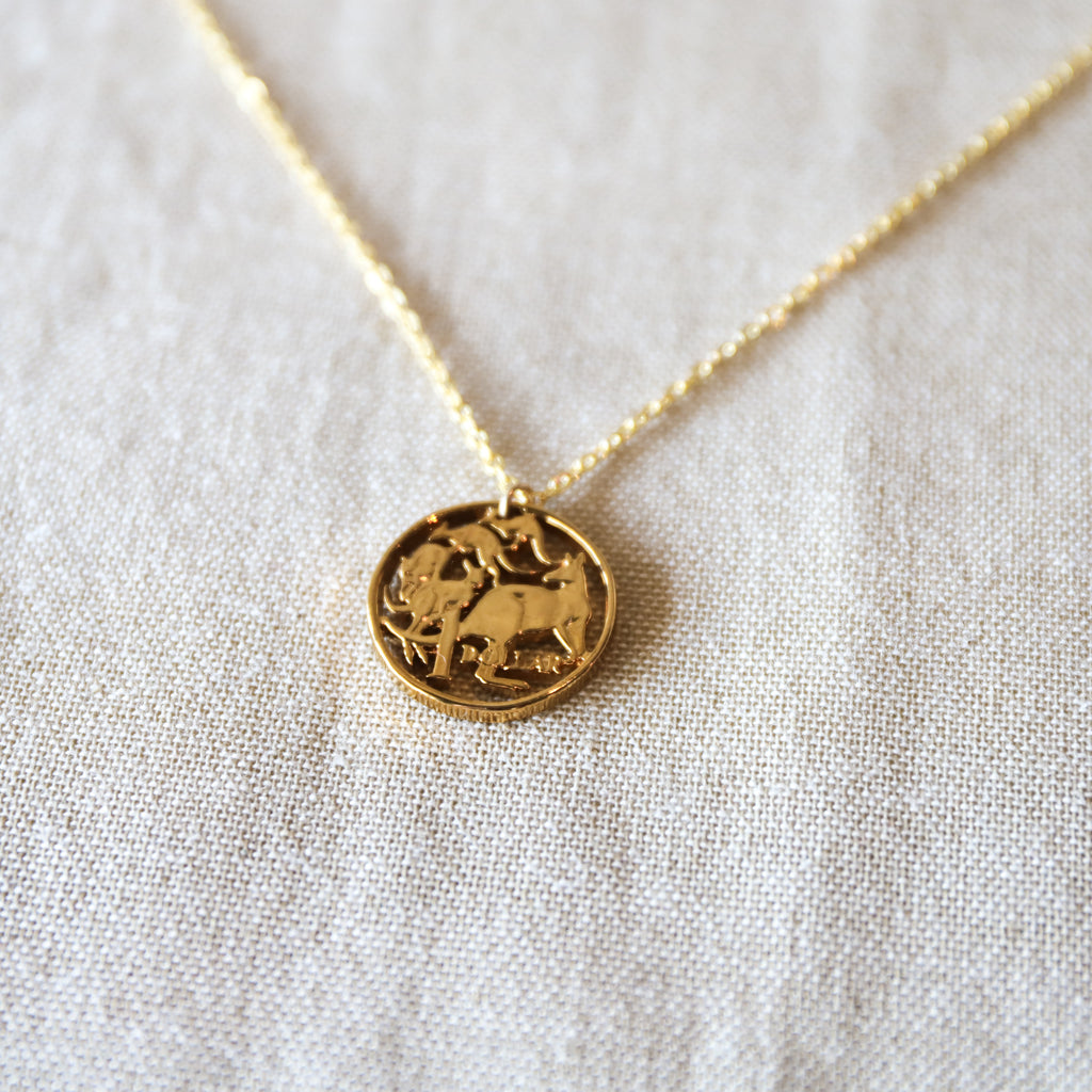 Handcrafted Dollar Necklace <br> 14ct Gold Plated