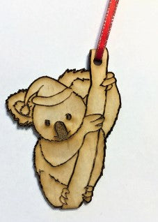 Bristlebrush Designs <br> Wooden Christmas Tree Ornament <br> Koala