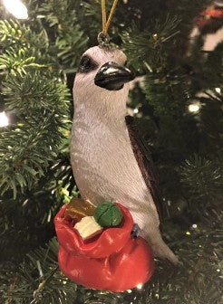 Bristlebrush Designs <br> Kookaburra Christmas Tree Ornament (Standing on Santa Sack)