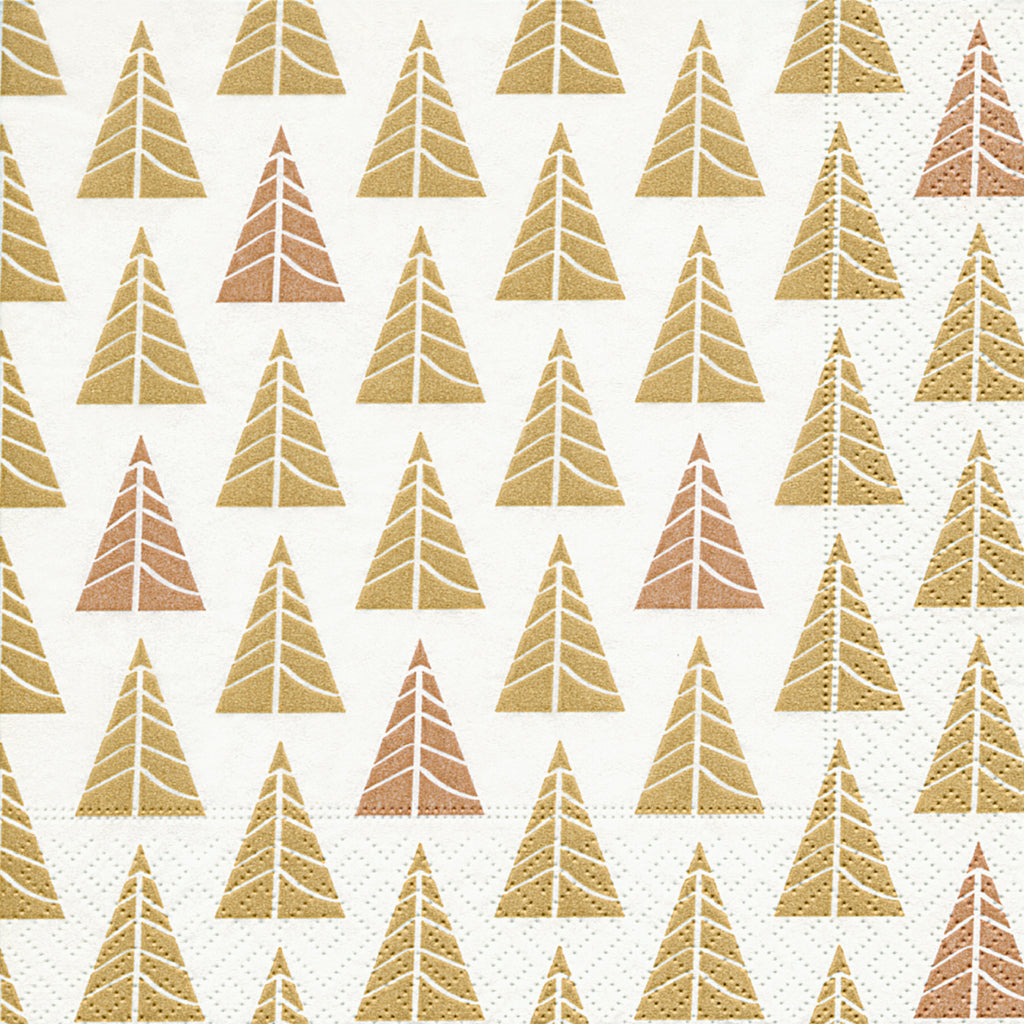 Luncheon Napkin - Pointed Trees - Gold (Pack of 20)