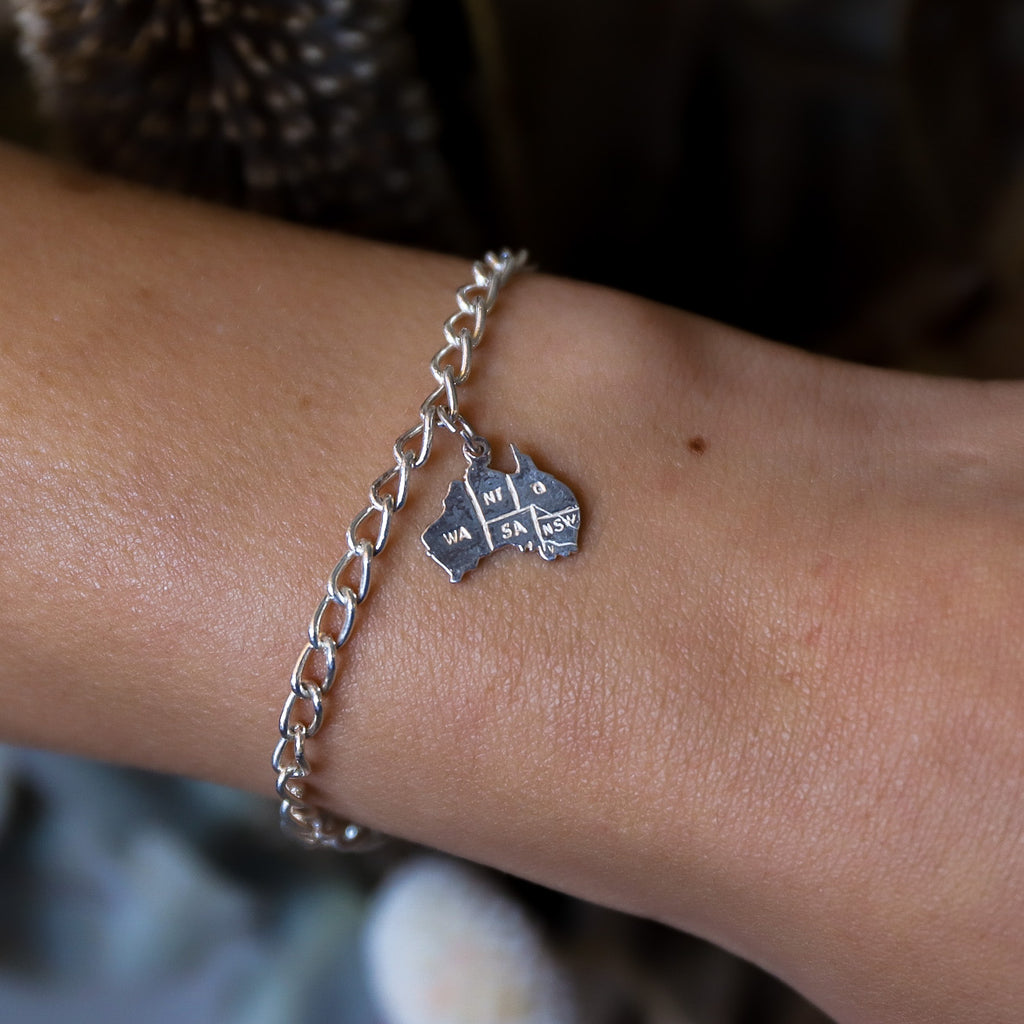 Sterling Silver Charm <br> Map of Australia