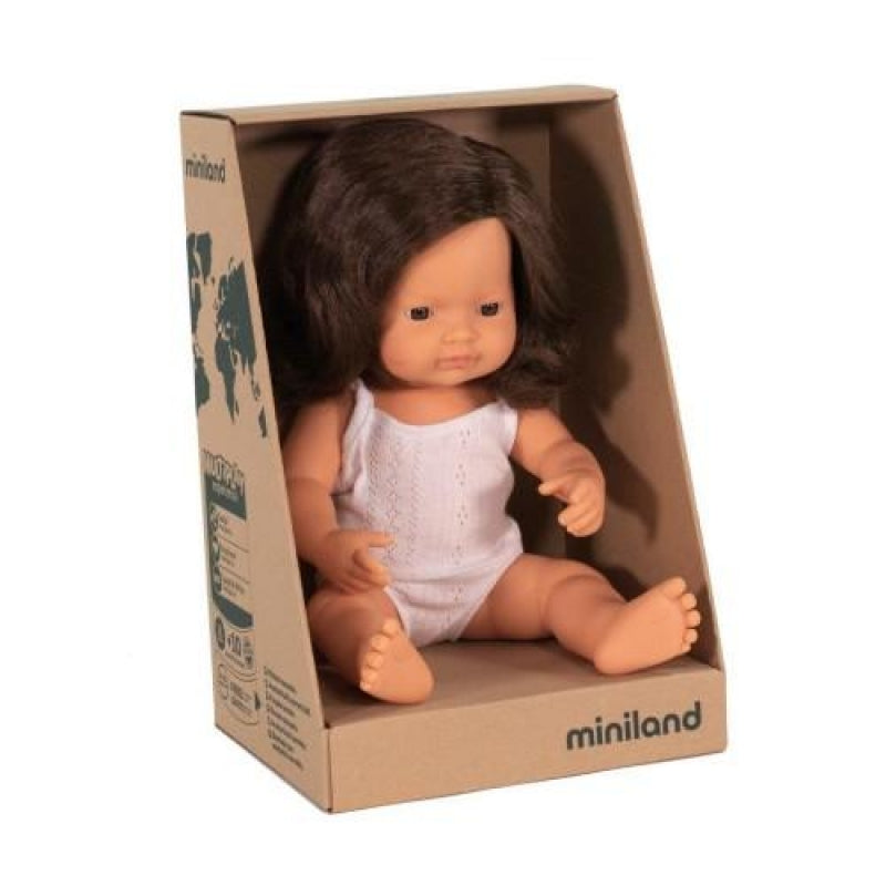 Miniland Doll <br> 38cm Baby Girl<br>Caucasian Brunette