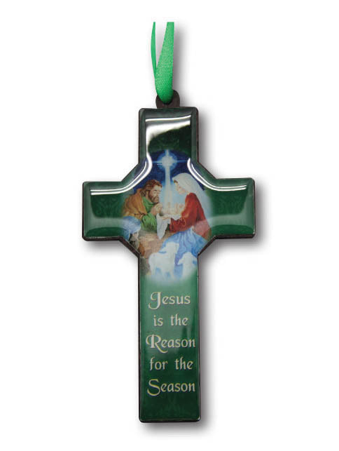 Christmas Cross Ornament - Jesus is the Reason for the Season