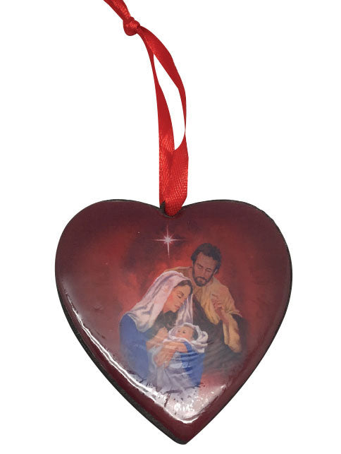 Christmas Heart Ornament <br> Nativity Red