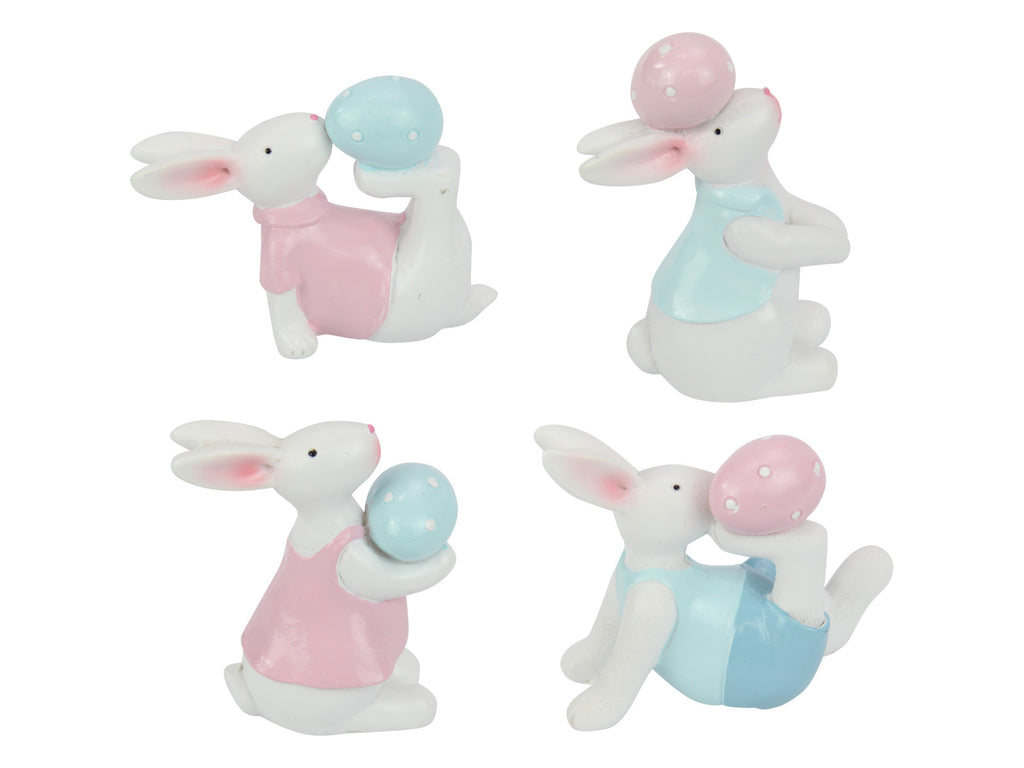 Cute Rabbits Holding Eggs (7cm) <br> 4 Assorted <br> Price is for Each