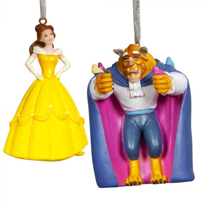 Disney Christmas <br> Beauty and the Beast Resin Hanging Ornaments (Set of 2)