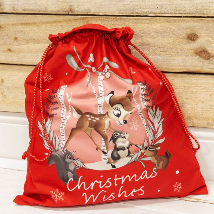 Disney Christmas <br> Bambi Christmas Velour Gift Sack <br> 'Christmas Wishes'