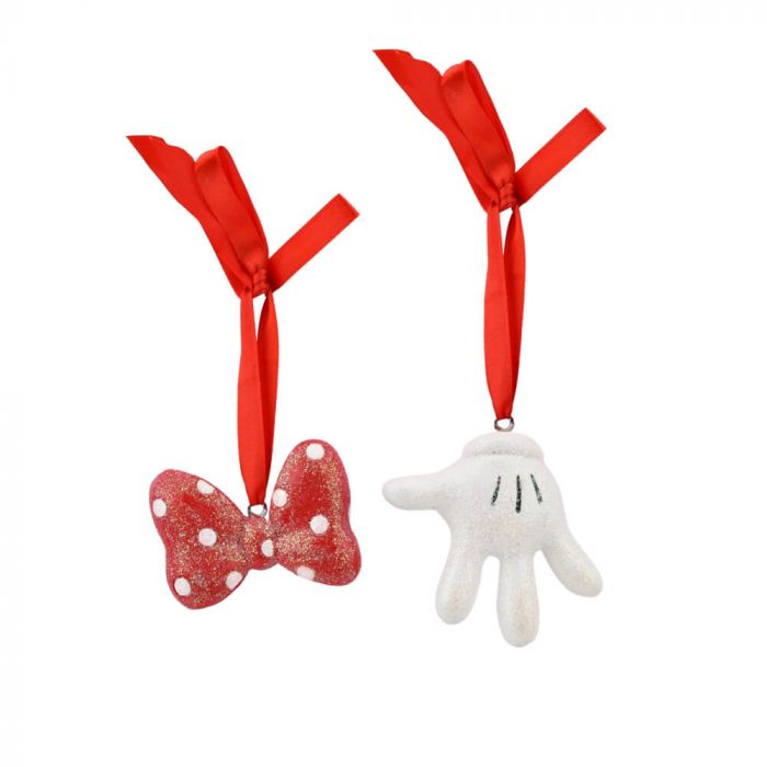 Disney Christmas <br> Bow and Glove Resin Hanging Ornaments (Set of 2)