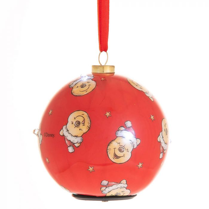 Winnie the Pooh Christmas <br> LED Flashing Bauble <br> Pooh Pattern