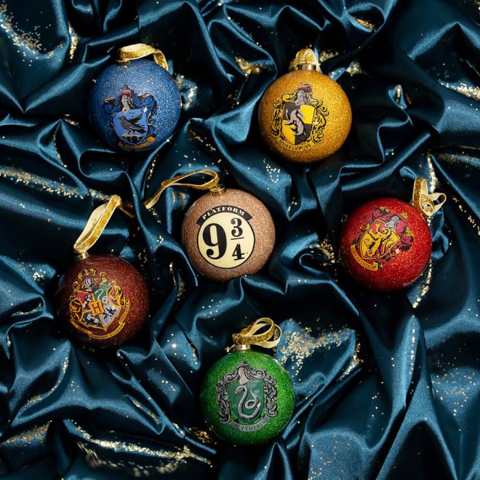 Harry Potter Christmas <br> Glitter Baubles Hogwarts (Set of 6)