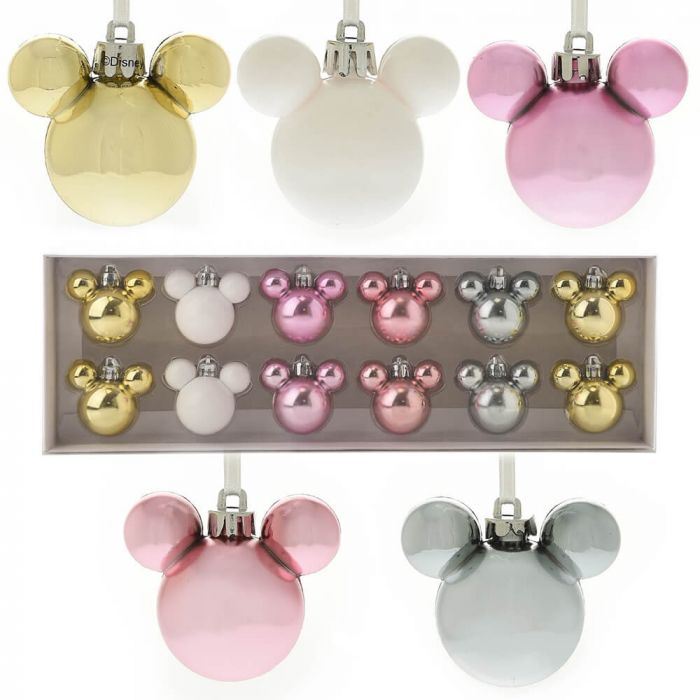 Disney Christmas <br> Mickey Christmas Mini Blush Baubles <br> Set of 12