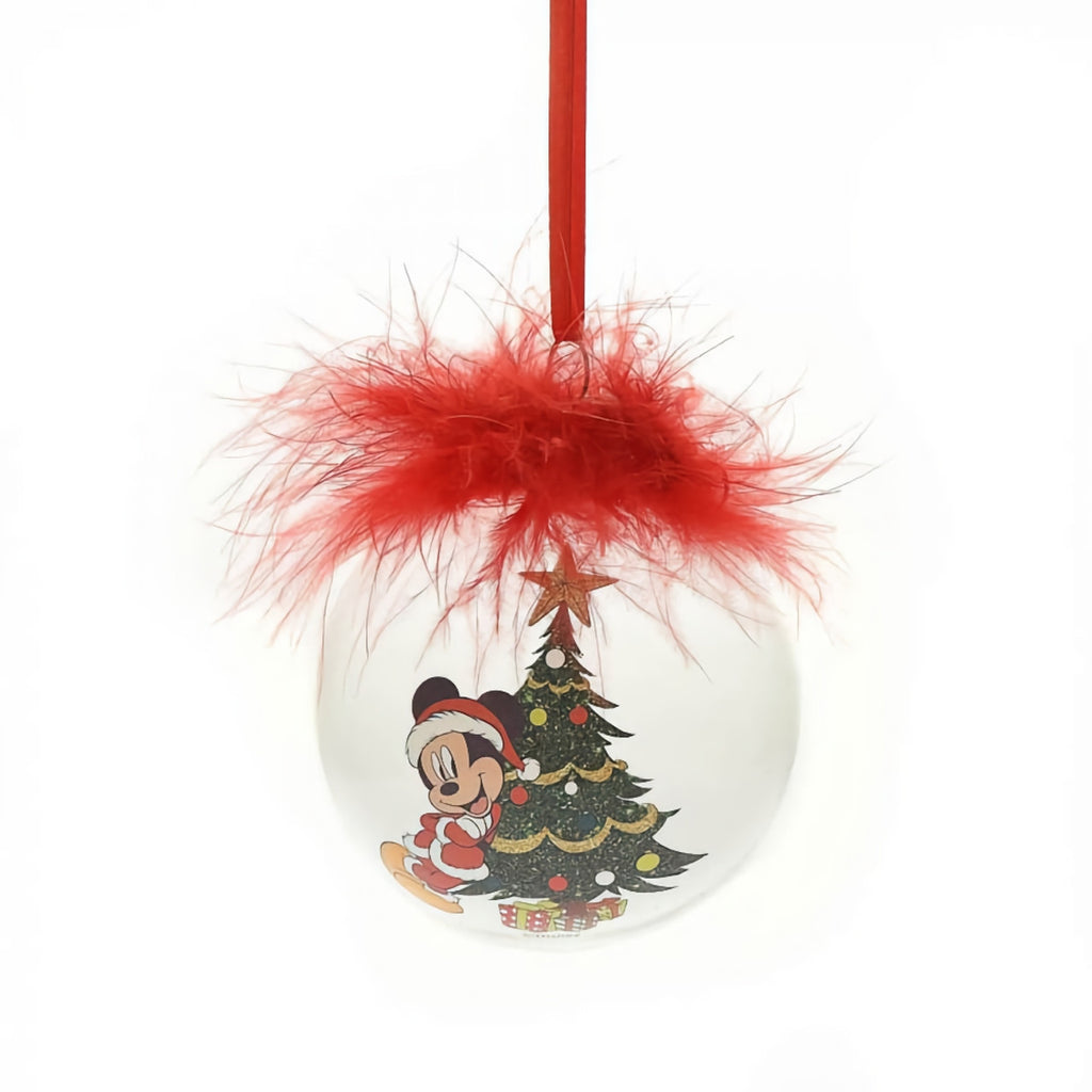 Disney Christmas <br> Feather Glass Bauble <br> Mickey Mouse