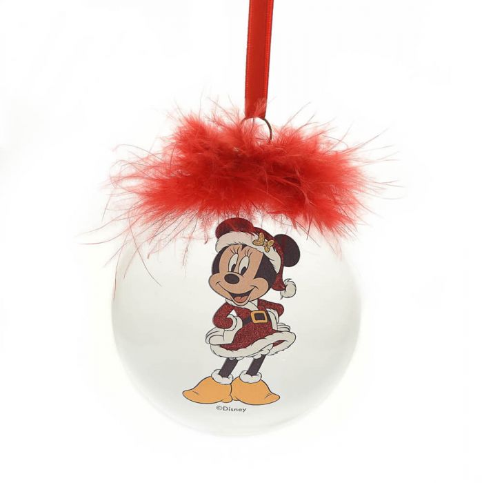 Disney Christmas <br> Feather Glass Bauble <br> Minnie Mouse