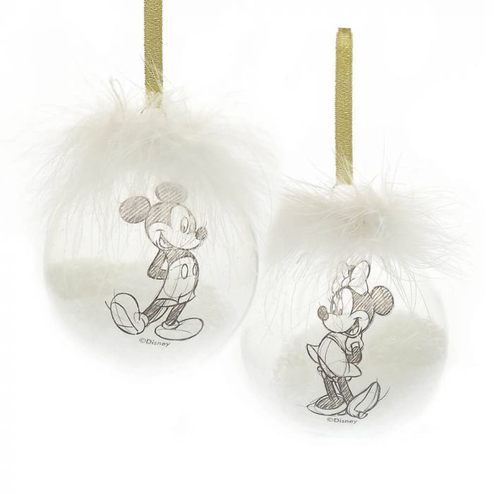 Disney Christmas <br> Bauble Set of 2 <br> Mickey and Minnie