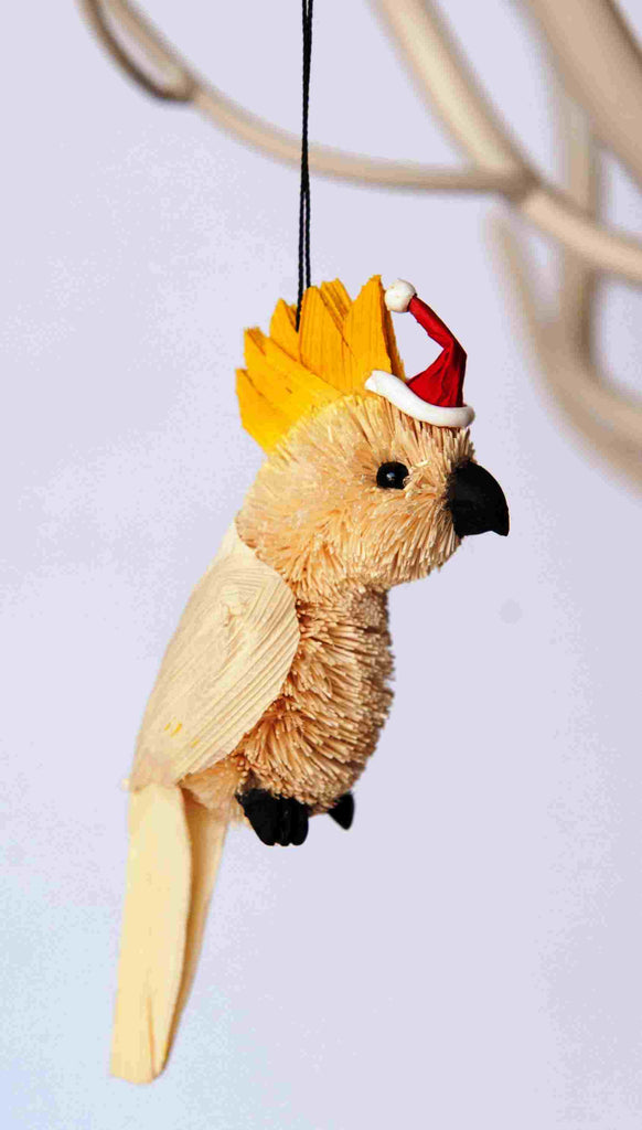 Bristlebrush Designs <br> Hanging Ornament <br> Cockatoo with Santa Hat