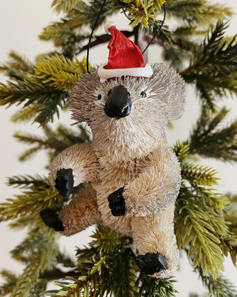 Bristlebrush Designs <br>  Hanging Ornament <br> Koala with Santa Hat