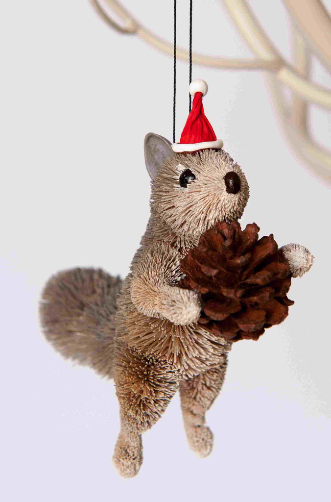 Bristlebrush Designs <br> Squirrel (Grey) with Santa Hat
