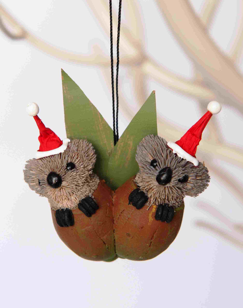 Bristlebrush Designs <br> Koala Twin Gumnut Baby with Santa Hat