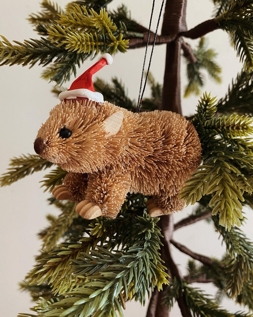 Bristlebrush Designs <br> Hanging Ornament <br> Wombat with Santa Hat