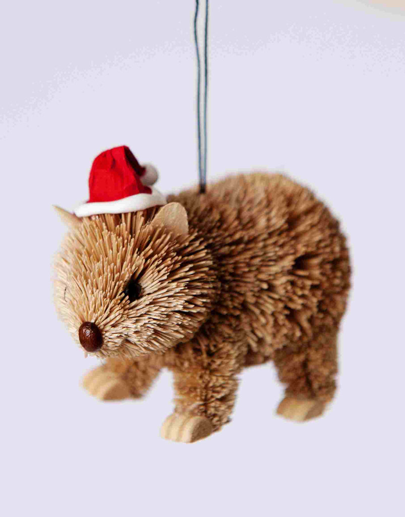 Bristlebrush Designs <br> Hanging Ornament <br> Wombat with Santa Hat